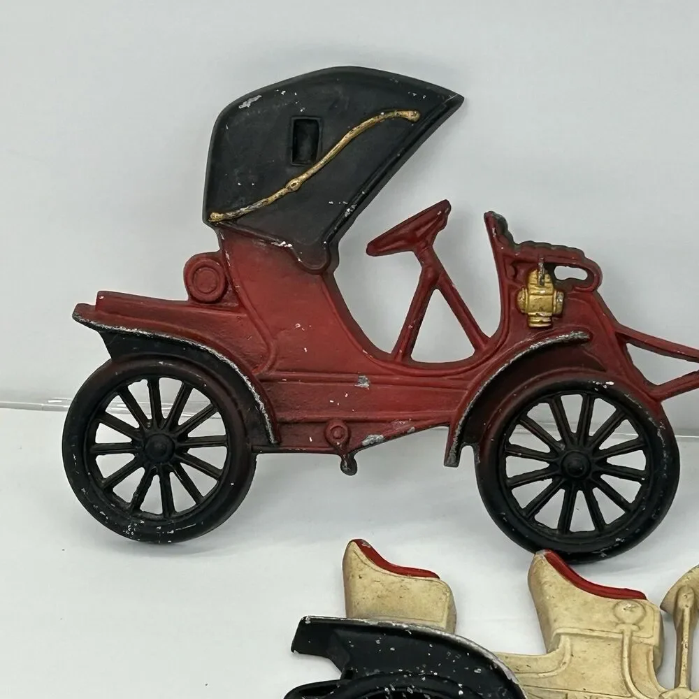 Vintage Midwest Cast Aluminum Wall Hanging Plaques Car Collectibles Set of 3